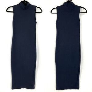 Zara Gray High Neck Sleeveless Knitted Midi Pullover Bodycon Dress Size Small